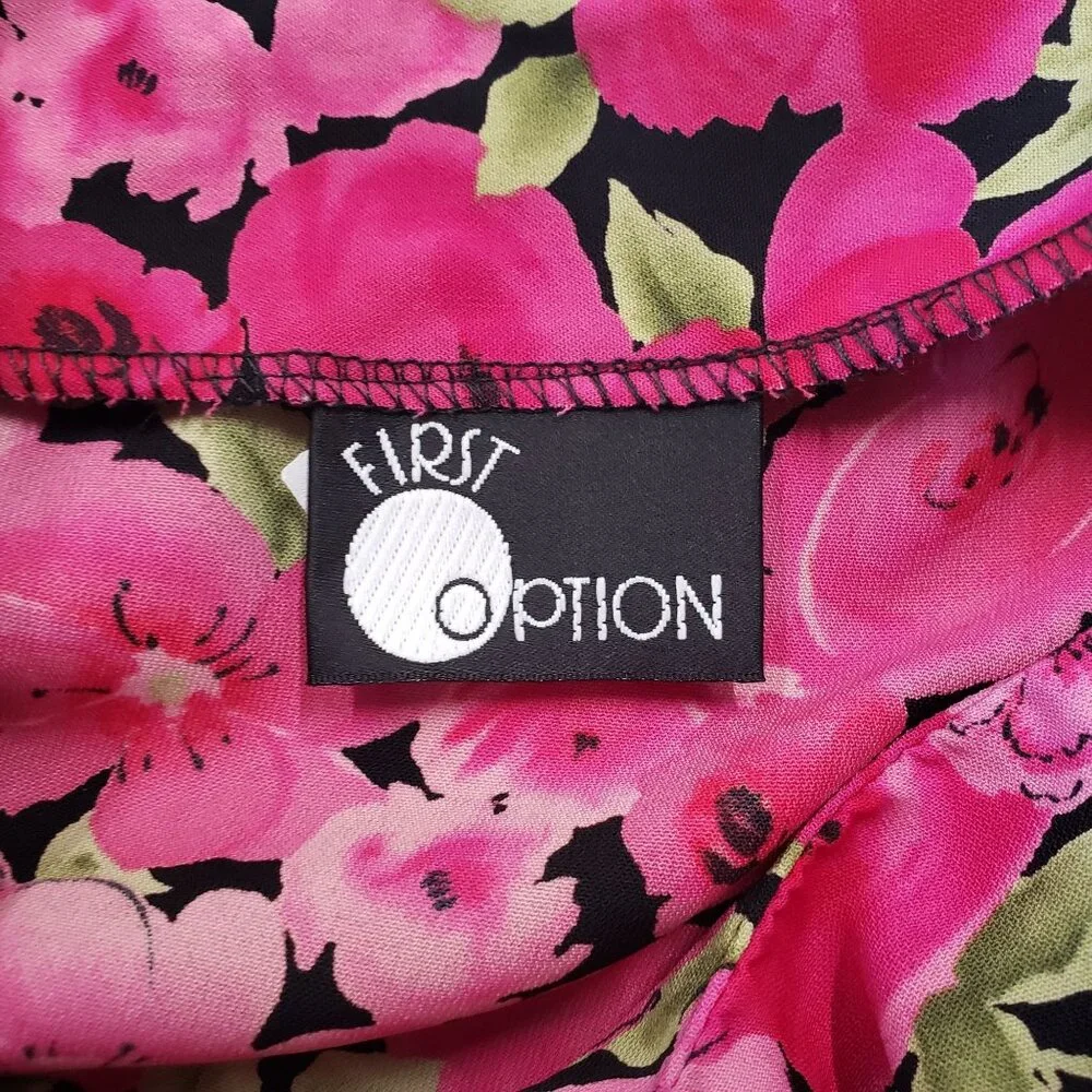 Vintage 90s‎ Floral Pink Skirl Size 12 Womens Rufffle Hem USA Cottagecore Grunge